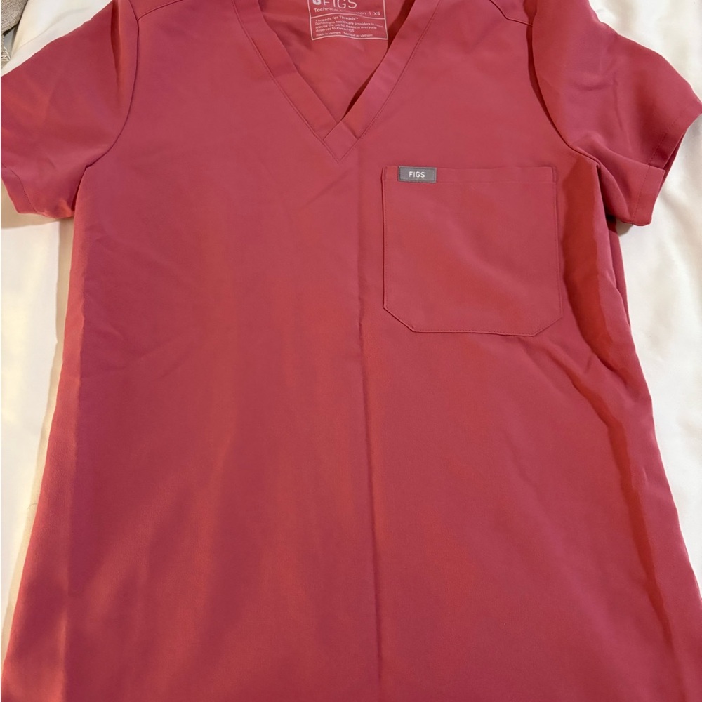 Figs Burgundy V-Neck Scrub Top